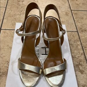 Halston Heritage Gold Stiletto Heels